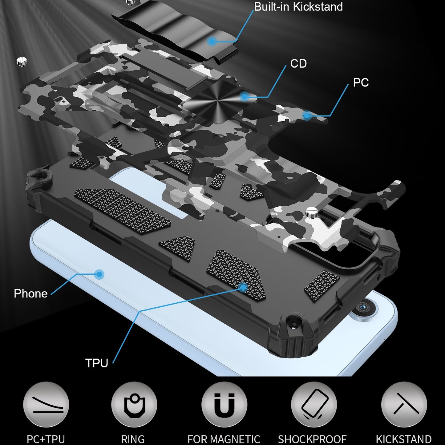 Outdoor Hülle für Samsung Galaxy A54 Camouflage Shockproof Schutz Armor Cover