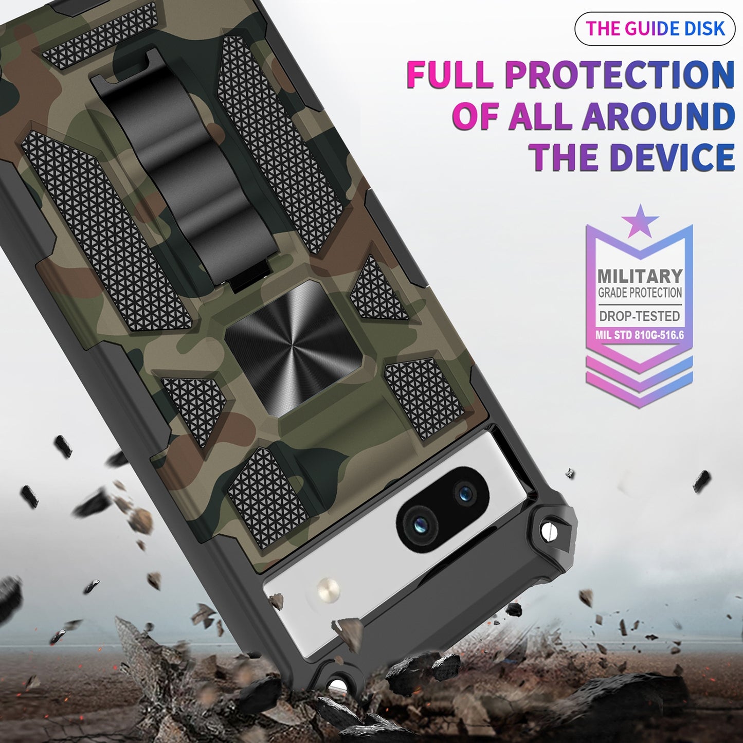 Outdoor Hülle für Google Pixel 7a Camouflage Shockproof Schutz Cover Armor Kick