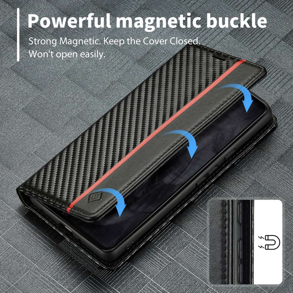 LC.IMEEKE Handy Tasche für Google Pixel 8 PRO Carbon Wallet Stripe Hülle Etui