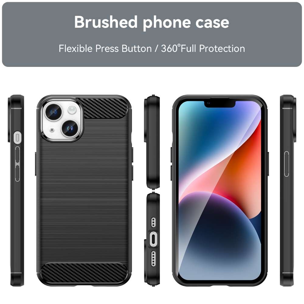 TPU Hülle für Apple iPhone 15 Carbon Fiber Skin Brushed Schutzcover Soft Case