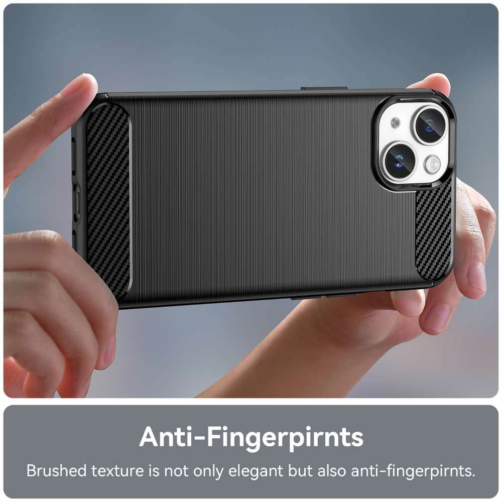 TPU Hülle für Apple iPhone 15 Carbon Fiber Skin Brushed Schutzcover Soft Case
