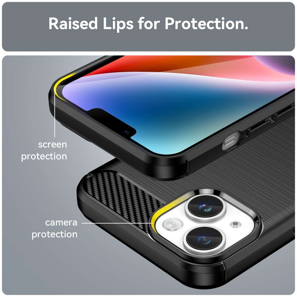 TPU Hülle für Apple iPhone 15 Carbon Fiber Skin Brushed Schutzcover Soft Case