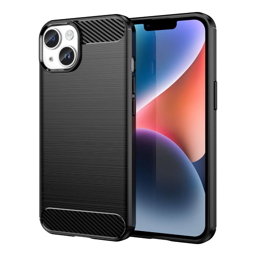 TPU Hülle für Apple iPhone 15 Carbon Fiber Skin Brushed Schutzcover Soft Case