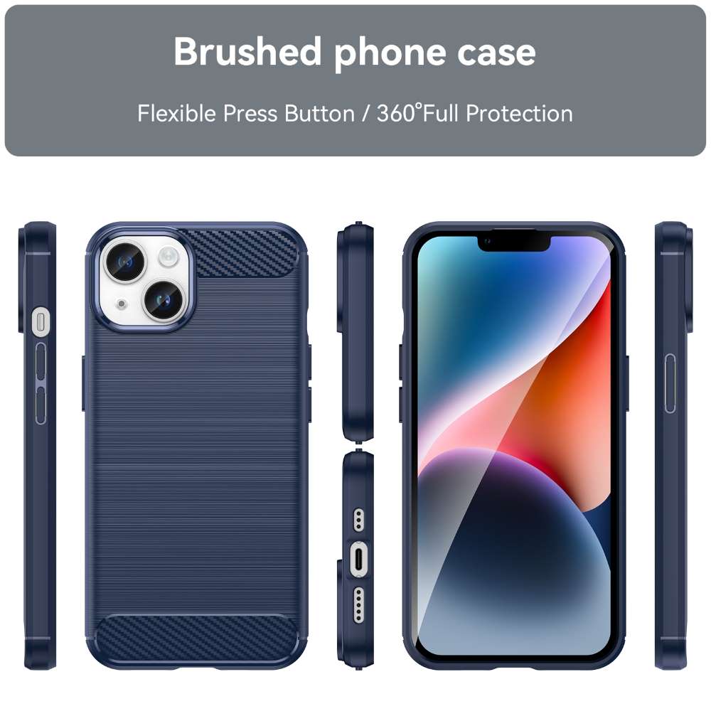TPU Hülle für Apple iPhone 15 Carbon Fiber Skin Brushed Schutzcover Soft Case