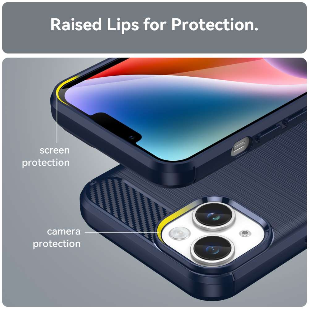 TPU Hülle für Apple iPhone 15 Carbon Fiber Skin Brushed Schutzcover Soft Case