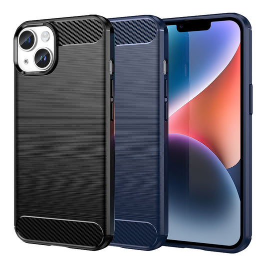 TPU Hülle für Apple iPhone 15 Carbon Fiber Skin Brushed Schutzcover Soft Case