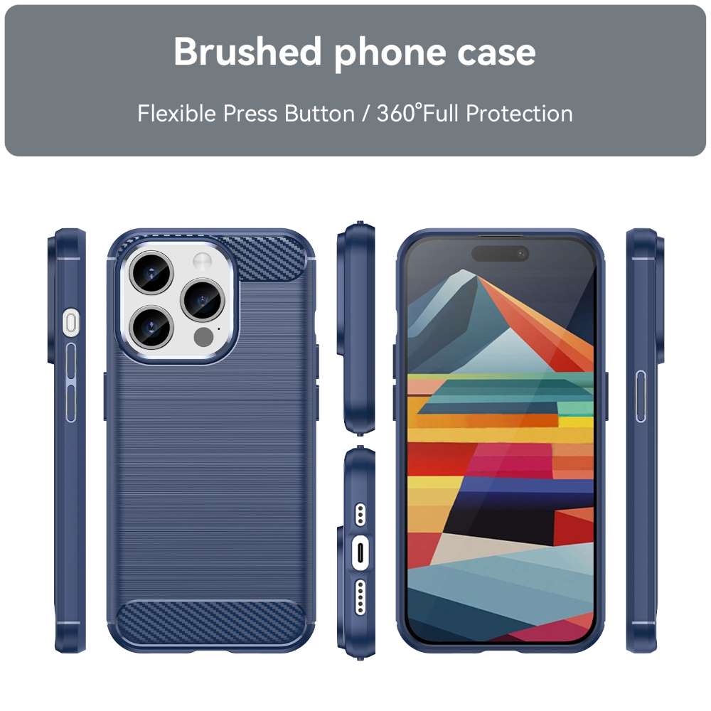 TPU Hülle für Apple iPhone 15 PRO Carbon Fiber Skin Brushed Schutzcover Case