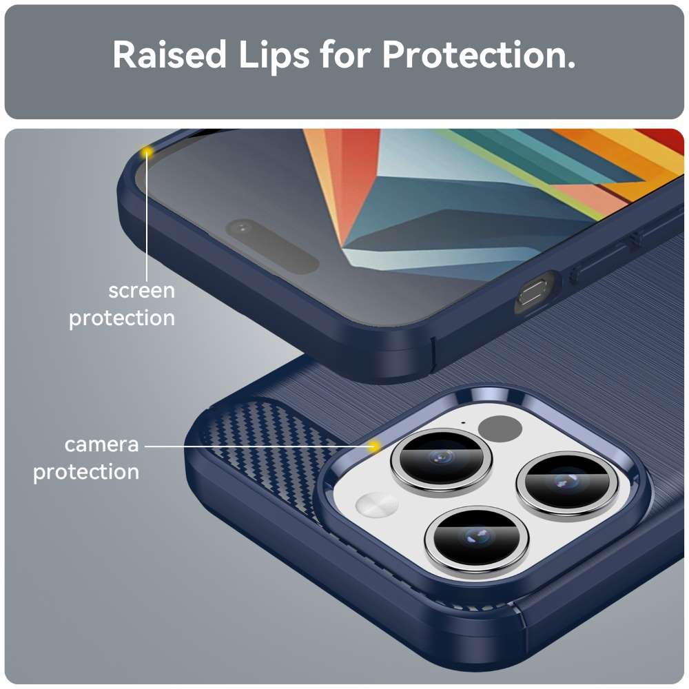 TPU Hülle für Apple iPhone 15 PRO Carbon Fiber Skin Brushed Schutzcover Case
