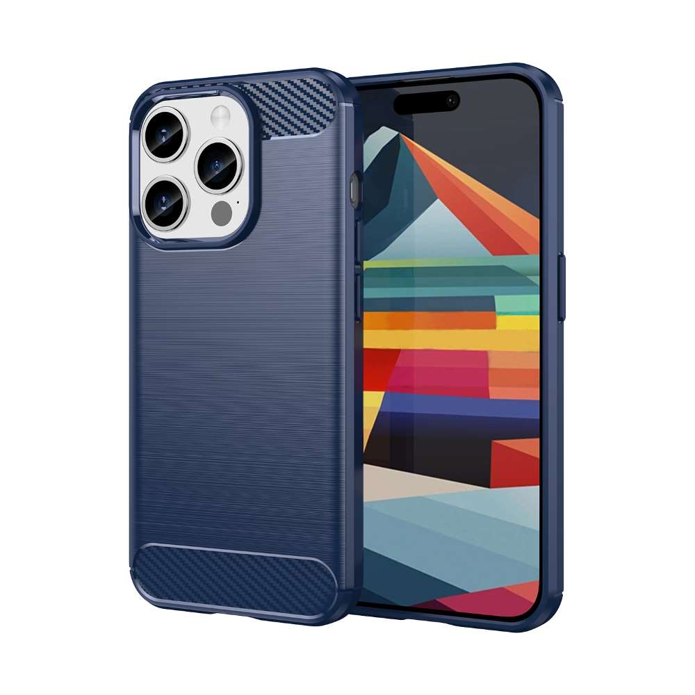 TPU Hülle für Apple iPhone 15 PRO Carbon Fiber Skin Brushed Schutzcover Case
