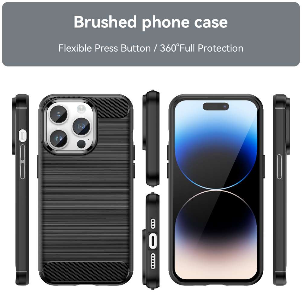TPU Hülle für Apple iPhone 15 PRO MAX Carbon Fiber Skin Brushed Schutzcover Case