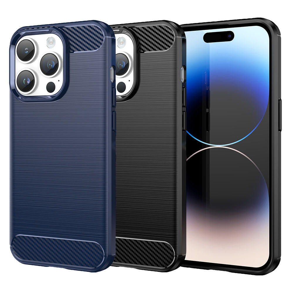 TPU Hülle für Apple iPhone 15 PRO MAX Carbon Fiber Skin Brushed Schutzcover Case