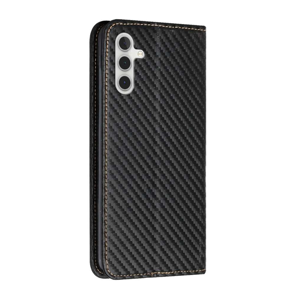 Handy Tasche für Samsung Galaxy A15 Carbon Fiber Wallet Hülle Magnet Klapp Etui