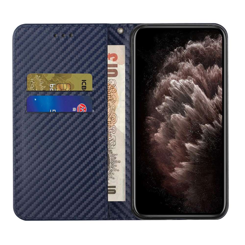 Handy Tasche für Samsung Galaxy A15 Carbon Fiber Wallet Hülle Magnet Klapp Etui