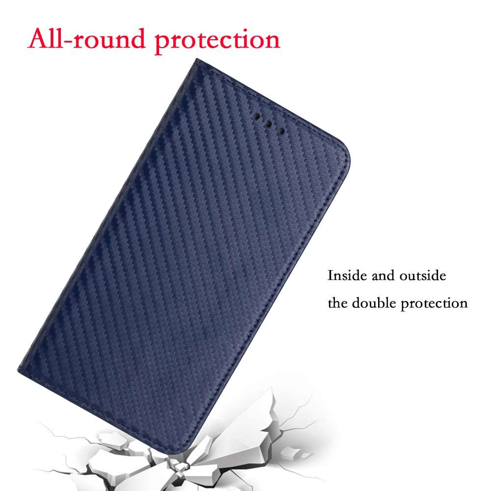 Handy Tasche für Samsung Galaxy A15 Carbon Fiber Wallet Hülle Magnet Klapp Etui