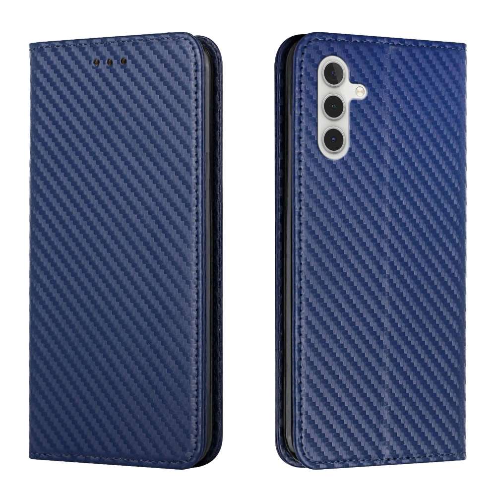 Handy Tasche für Samsung Galaxy A15 Carbon Fiber Wallet Hülle Magnet Klapp Etui
