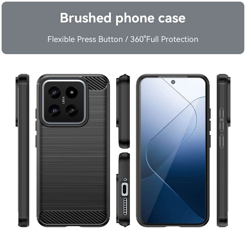 TPU Hülle für Xiaomi 14 Carbon Fiber Skin Brushed Schutz Backcover Soft Case