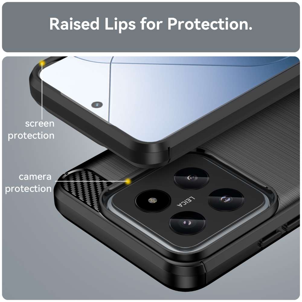 TPU Hülle für Xiaomi 14 Carbon Fiber Skin Brushed Schutz Backcover Soft Case