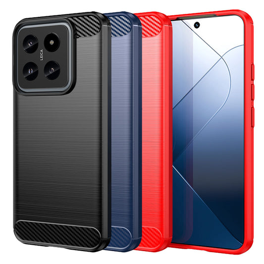 TPU Hülle für Xiaomi 14 Carbon Fiber Skin Brushed Schutz Backcover Soft Case