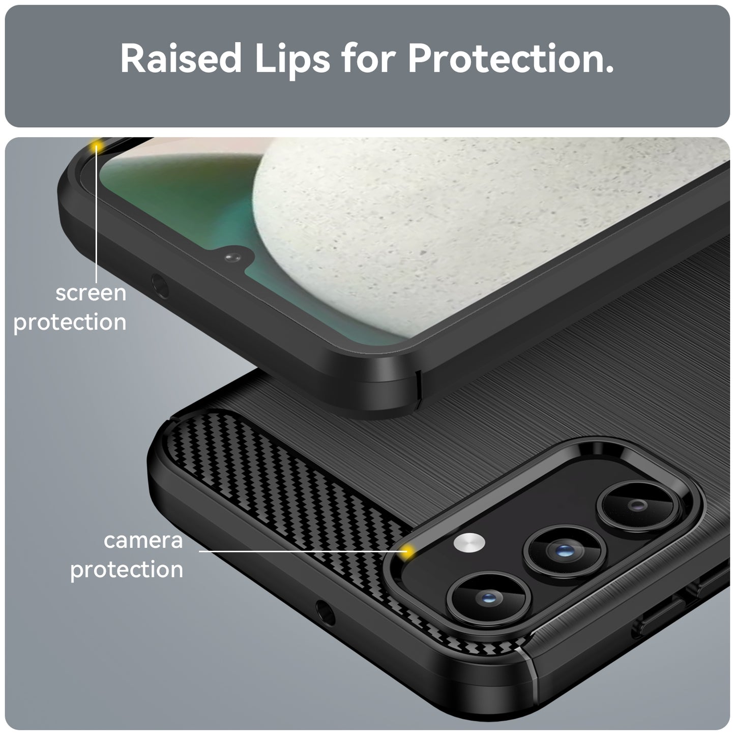 TPU Hülle für Samsung Galaxy A15 Carbon Fiber Skin Brushed Schutzcover Soft Case