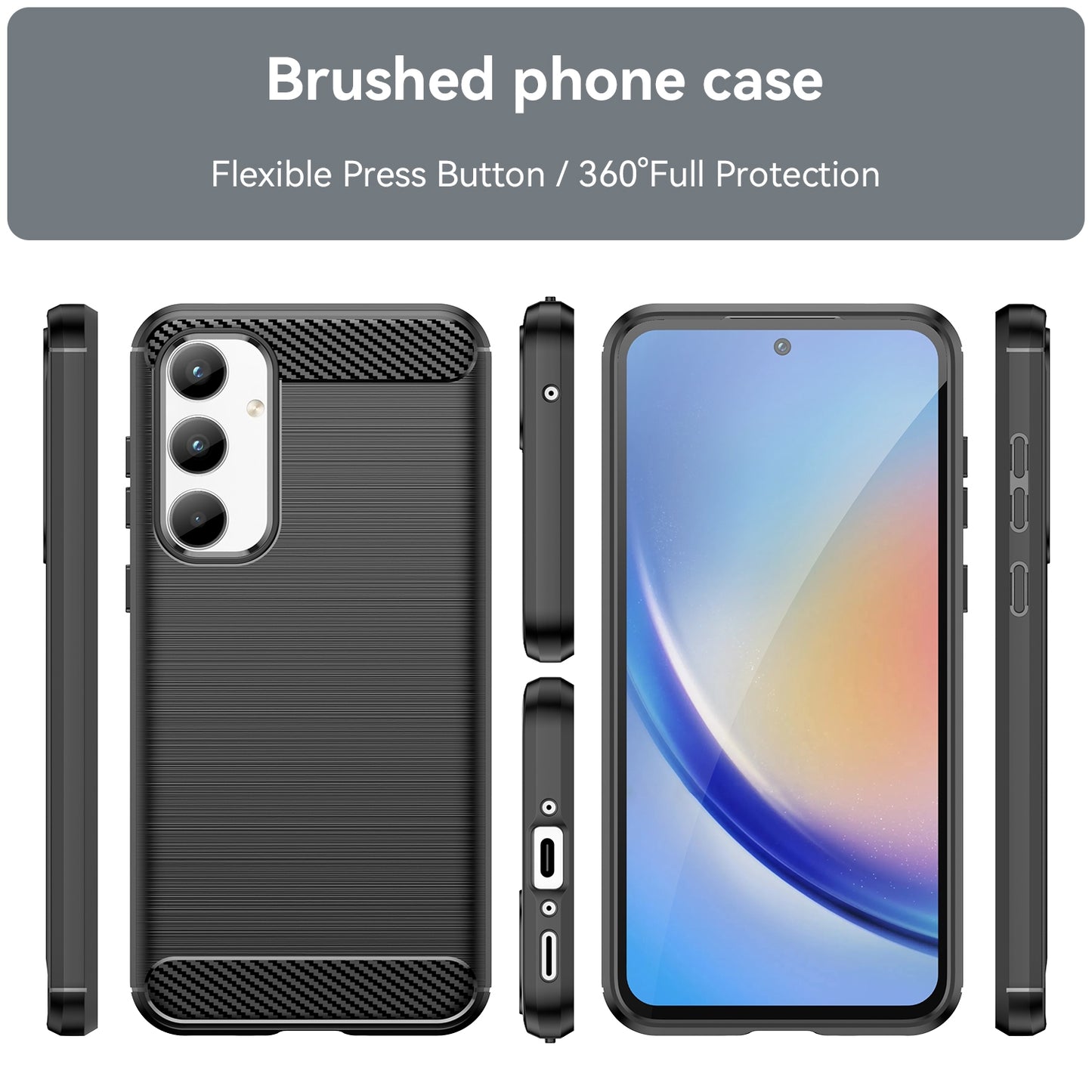 TPU Hülle für Samsung Galaxy A35 Carbon Fiber Skin Brushed Schutzcover Soft Case