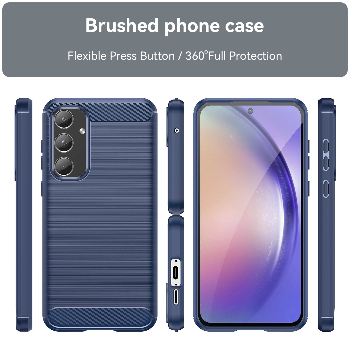 TPU Hülle für Samsung Galaxy A55 Carbon Fiber Skin Brushed Schutzcover Soft Case