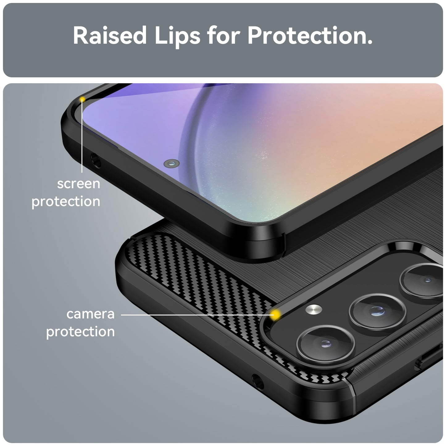 TPU Hülle für Samsung Galaxy A55 Carbon Fiber Skin Brushed Schutzcover Soft Case