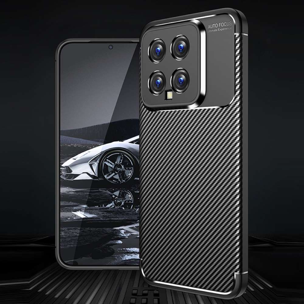 TPU Hülle für Xiaomi 14 Carbon Fiber Muster Textur Shockproof Backcover Case