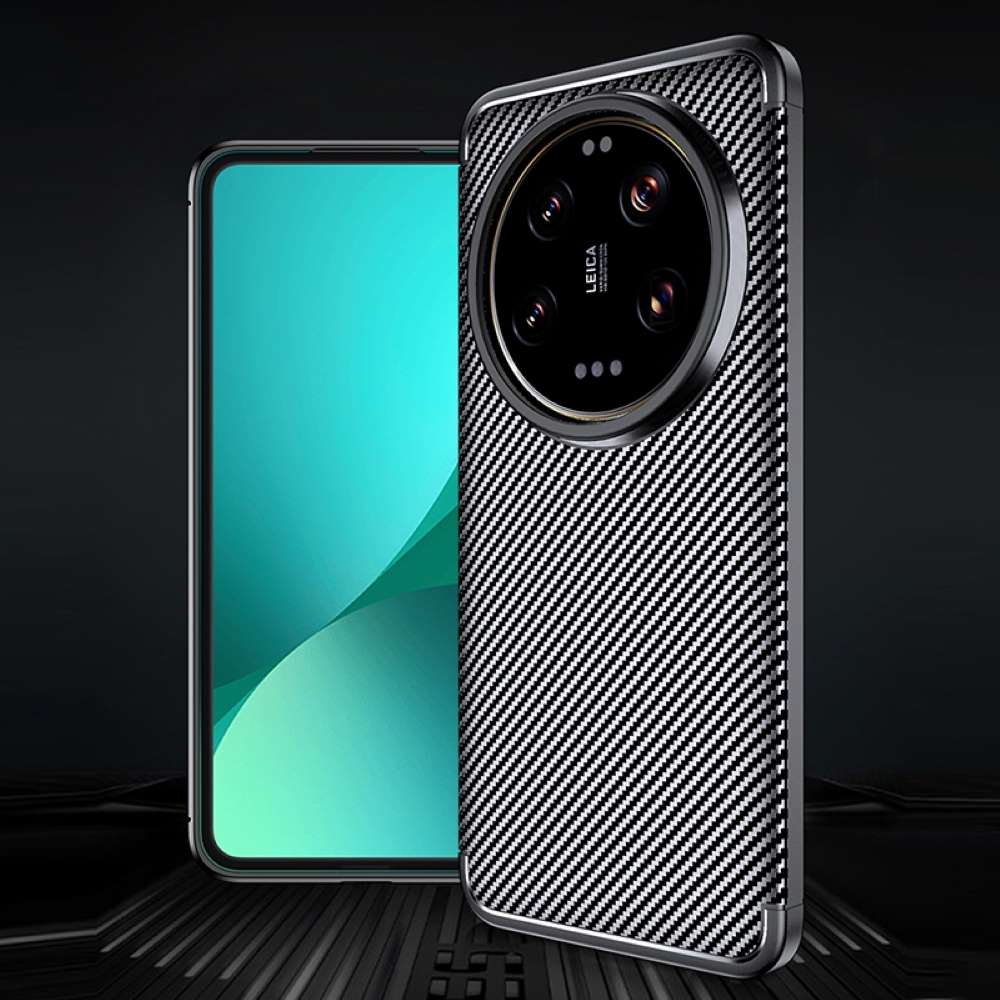 TPU Hülle für Xiaomi 14 Ultra Carbon Fiber Muster Shockproof Back Cover Case
