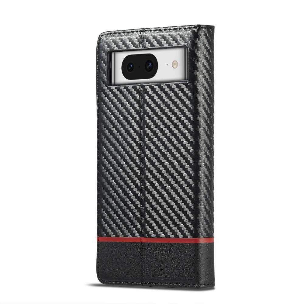 LC.IMEEKE Handy Tasche für Google Pixel 8a Carbon Wallet Stripe Hülle Etui Case