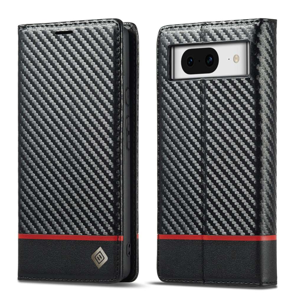 LC.IMEEKE Handy Tasche für Google Pixel 8a Carbon Wallet Stripe Hülle Etui Case
