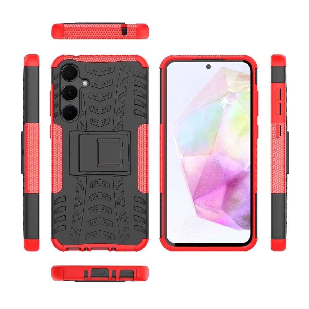 Outdoor Hülle für Samsung Galaxy A35 Tire Rutschfest Kickstand PC TPU Cover Case
