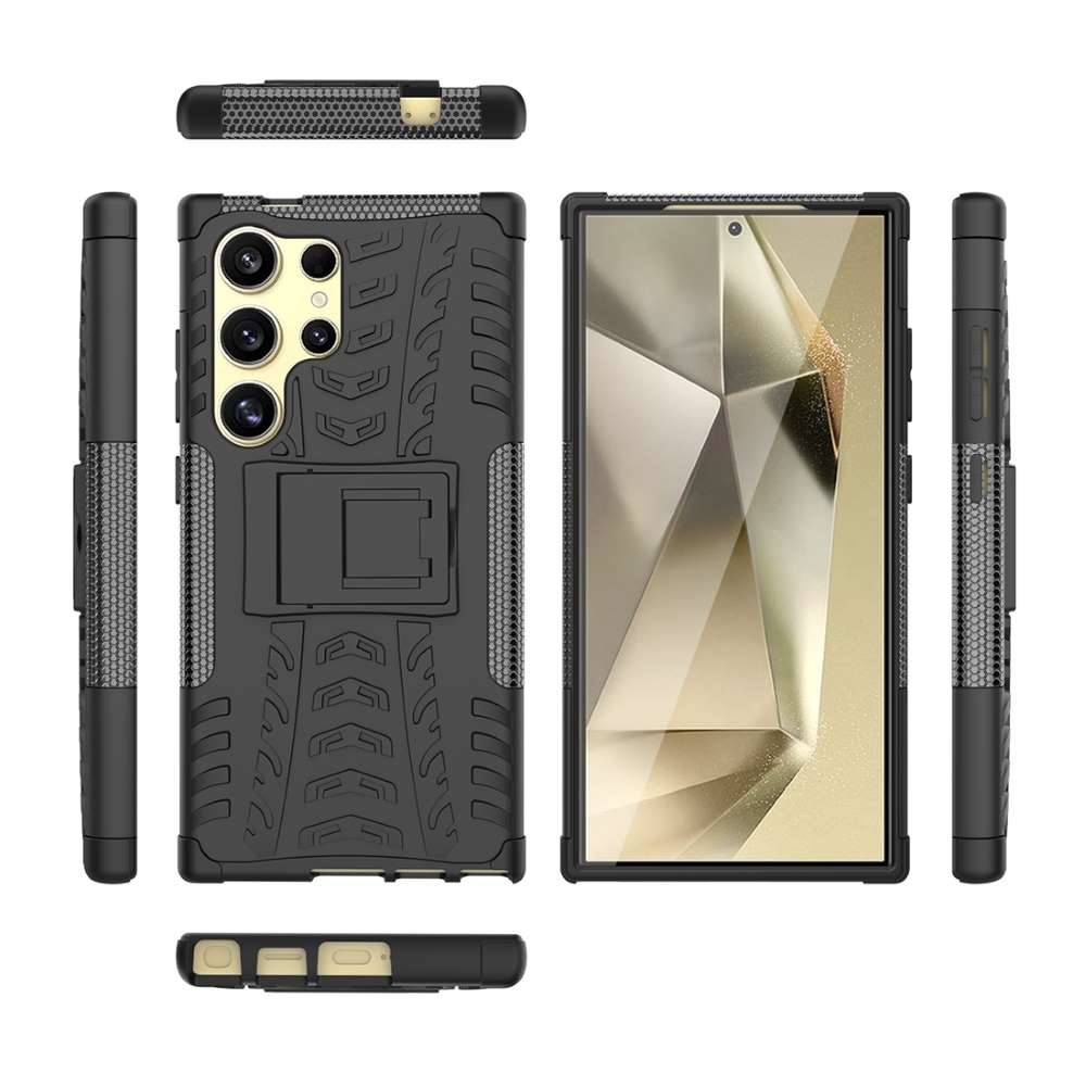 Outdoor Hülle für Samsung Galaxy S24 ULTRA Tire Rutschfest Stand PC TPU Case