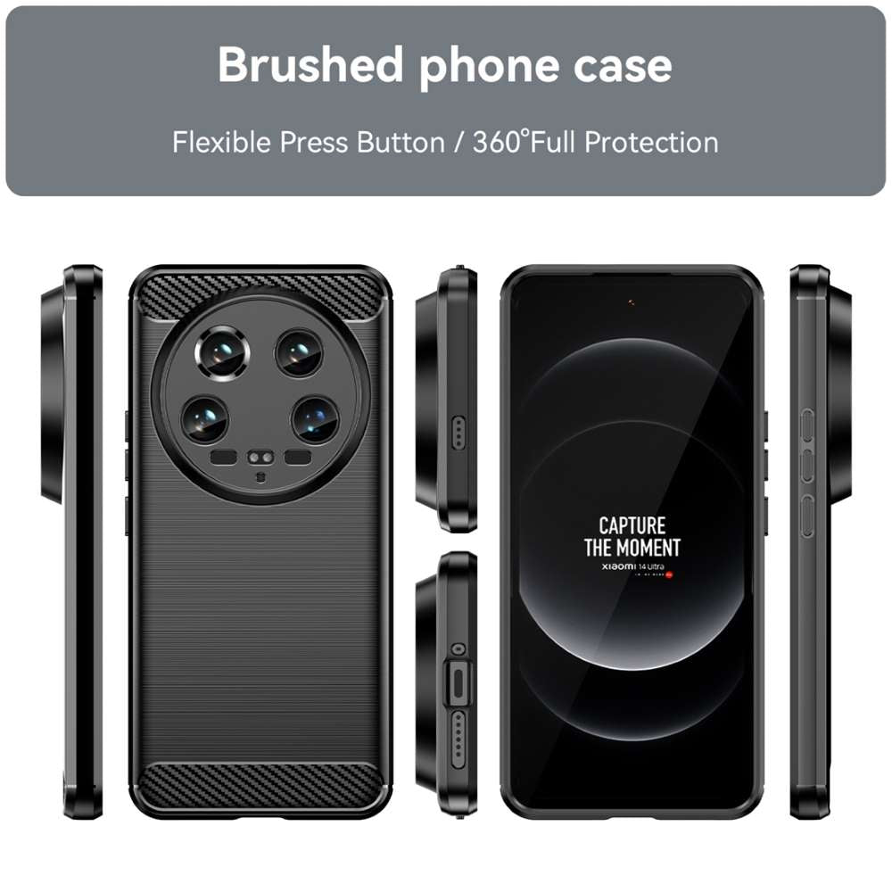 TPU Hülle für Xiaomi 14 Ultra Carbon Fiber Skin Brushed Schutzcover Soft Case