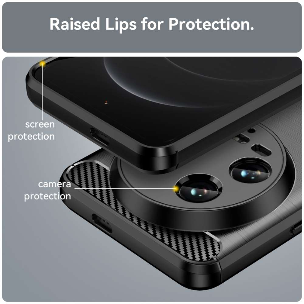 TPU Hülle für Xiaomi 14 Ultra Carbon Fiber Skin Brushed Schutzcover Soft Case