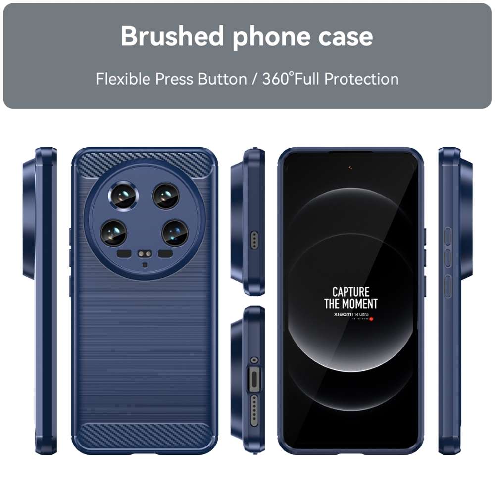 TPU Hülle für Xiaomi 14 Ultra Carbon Fiber Skin Brushed Schutzcover Soft Case