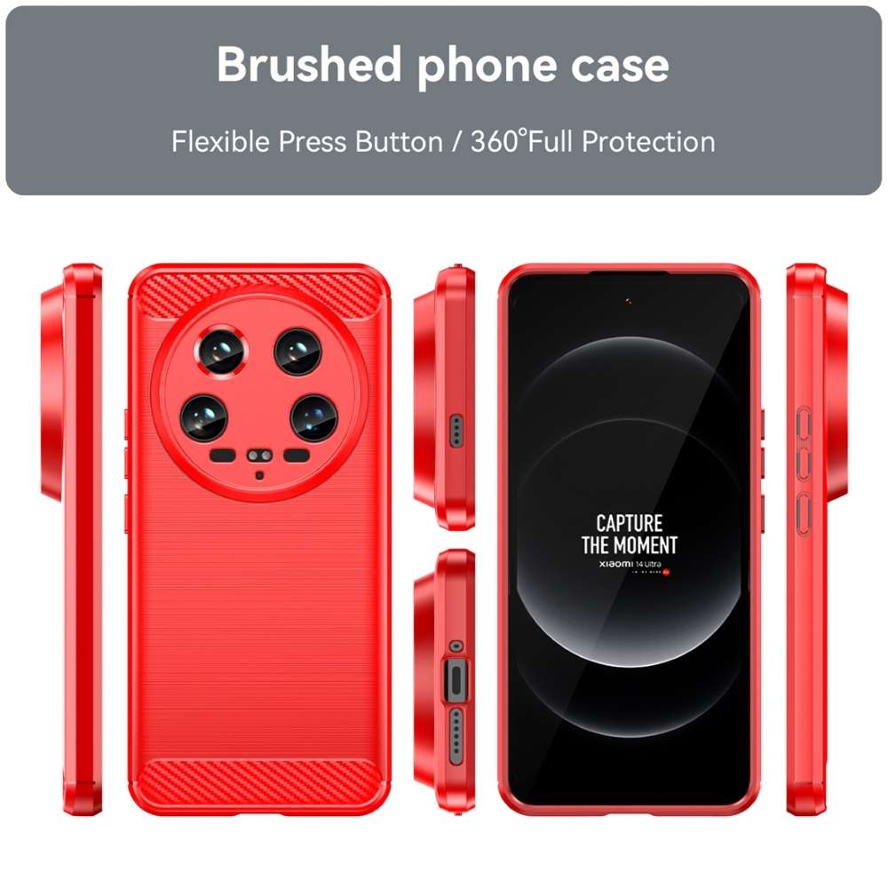 TPU Hülle für Xiaomi 14 Ultra Carbon Fiber Skin Brushed Schutzcover Soft Case