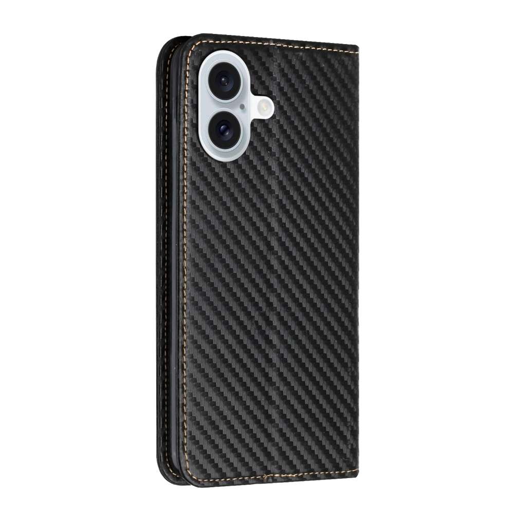 Handy Tasche für Apple iPhone 16 Carbon Fiber Wallet Hülle Magnet Klapp Etui