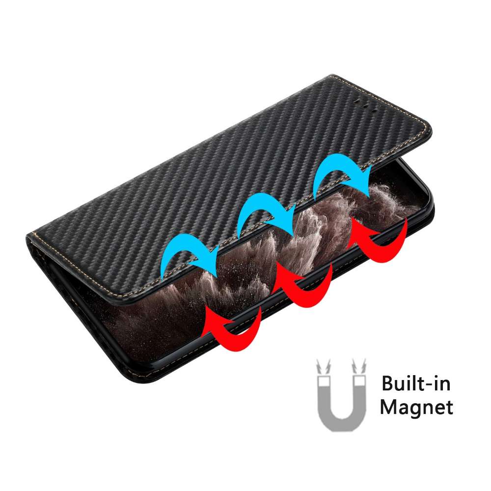 Handy Tasche für Apple iPhone 16 Carbon Fiber Wallet Hülle Magnet Klapp Etui