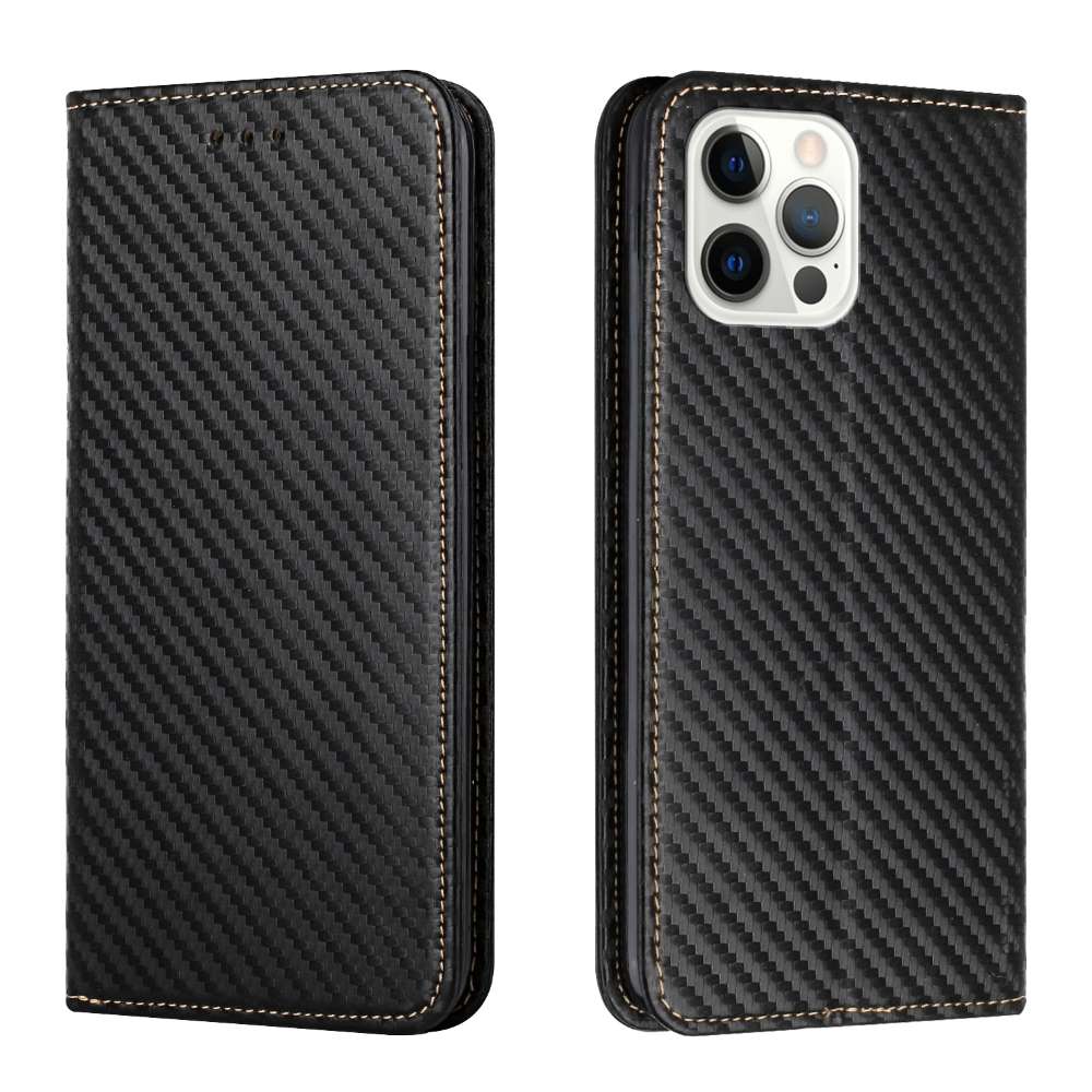 Handy Tasche für Apple iPhone 15 PRO MAX Carbon Fiber Wallet Hülle Magnet Etui