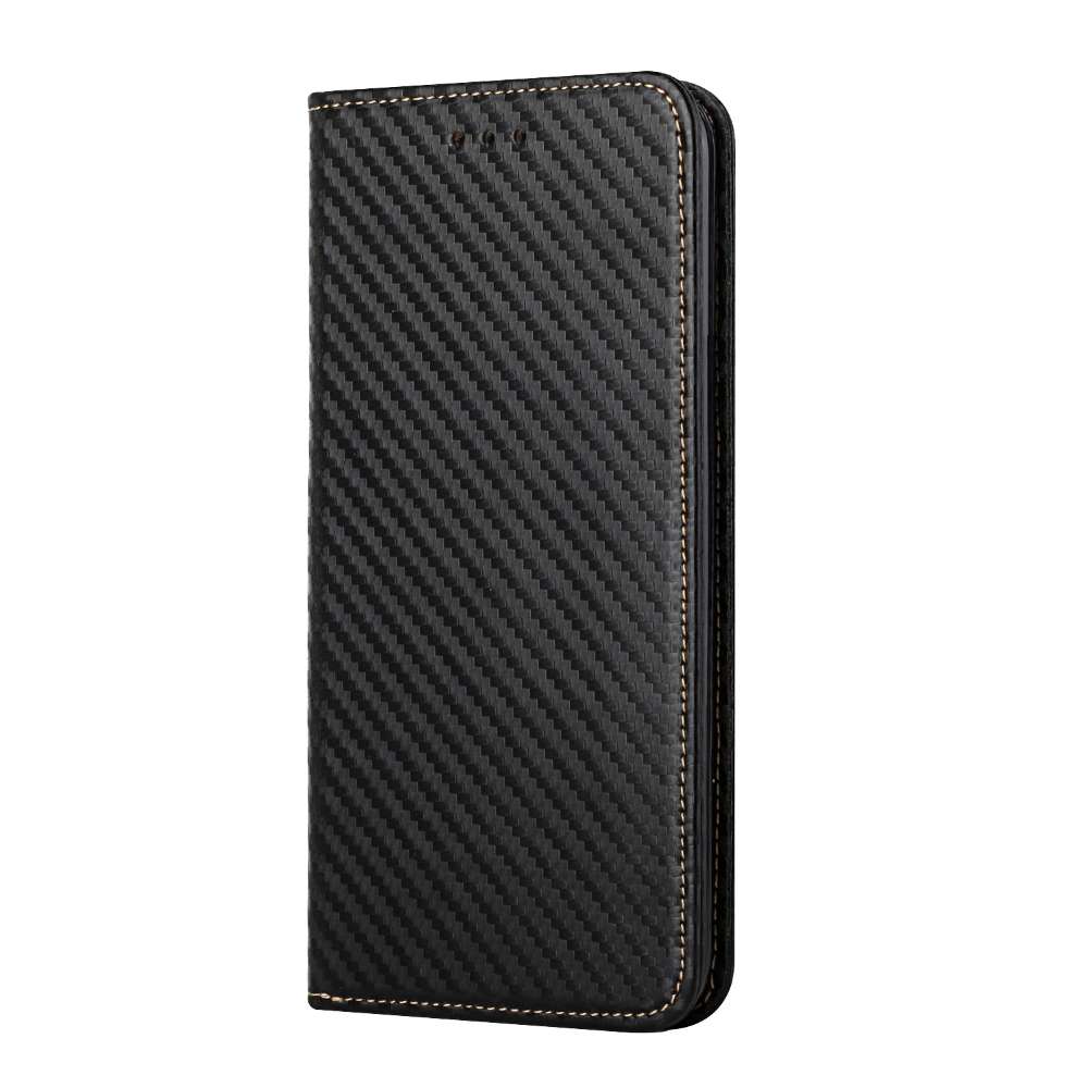 Handy Tasche für Apple iPhone 15 Carbon Fiber Wallet Hülle Magnet Klapp Etui