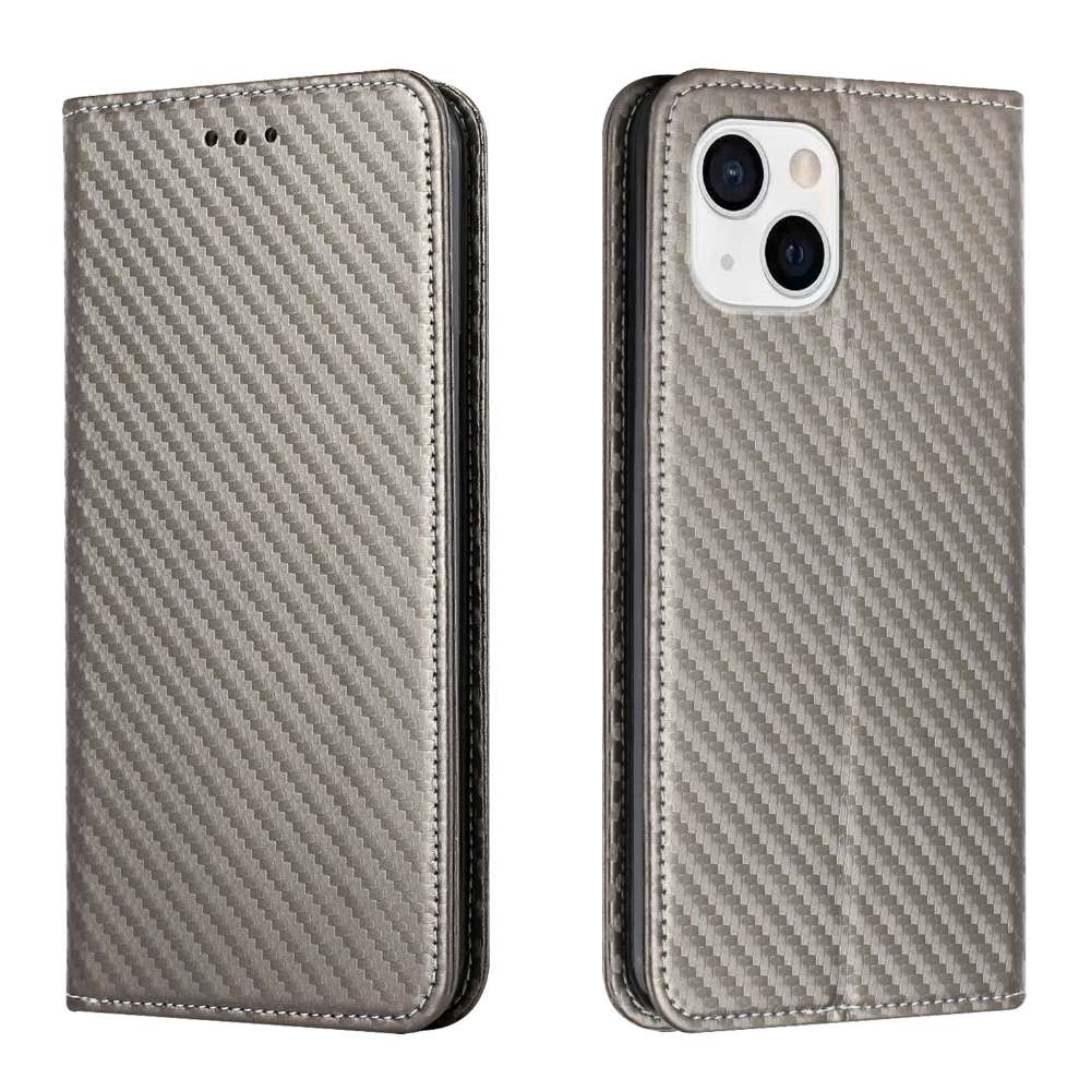 Handy Tasche für Apple iPhone 15 Carbon Fiber Wallet Hülle Magnet Klapp Etui