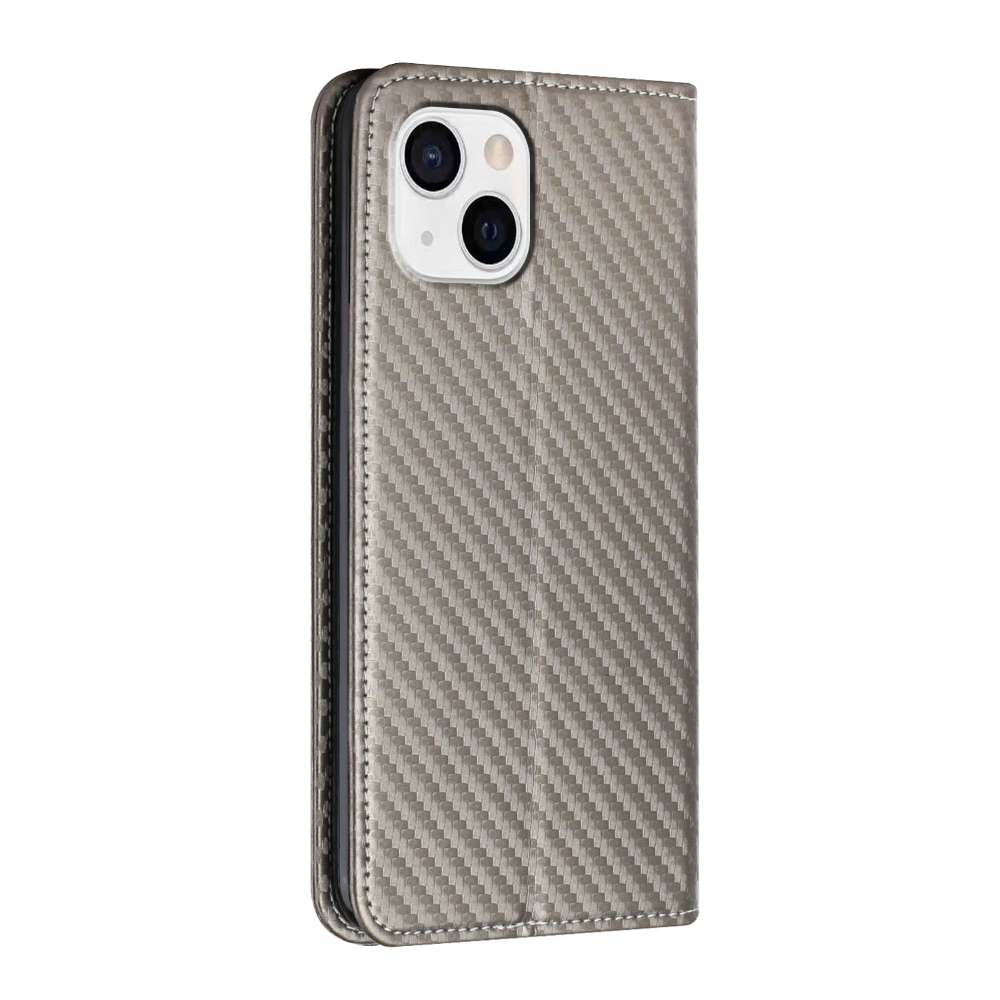 Handy Tasche für Apple iPhone 15 Carbon Fiber Wallet Hülle Magnet Klapp Etui