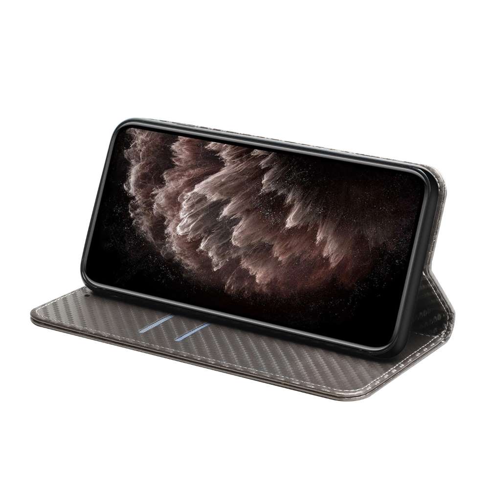 Handy Tasche für Apple iPhone 15 Carbon Fiber Wallet Hülle Magnet Klapp Etui