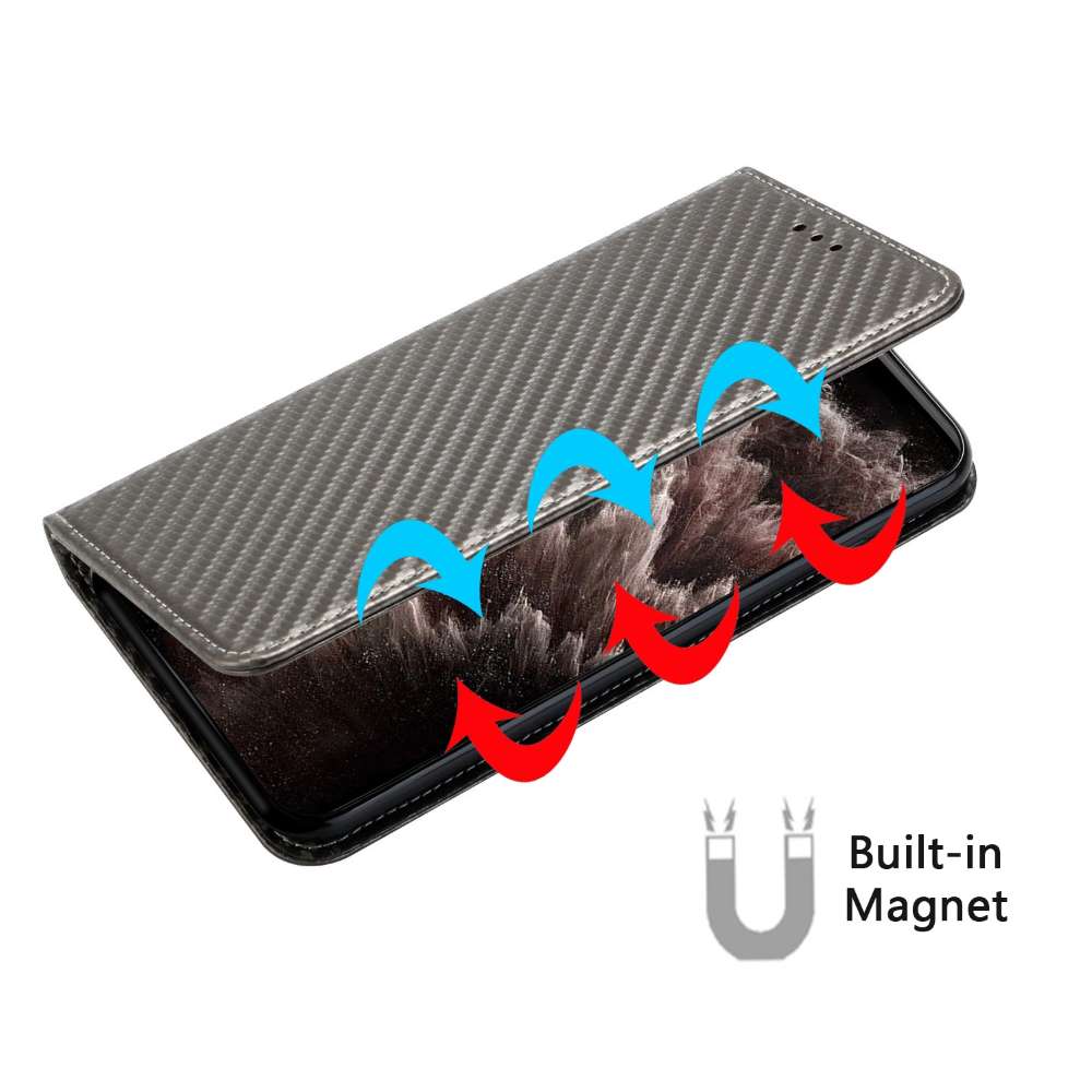 Handy Tasche für Apple iPhone 15 Carbon Fiber Wallet Hülle Magnet Klapp Etui