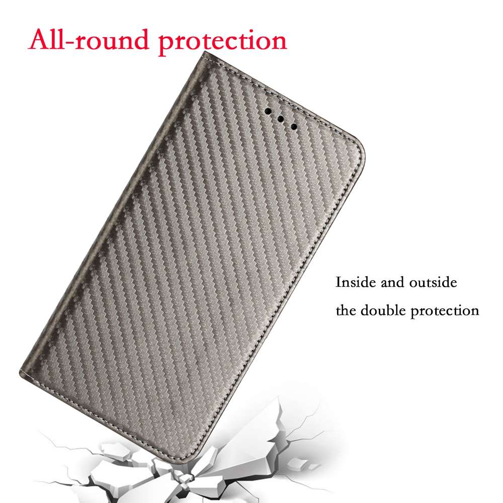 Handy Tasche für Apple iPhone 15 Carbon Fiber Wallet Hülle Magnet Klapp Etui