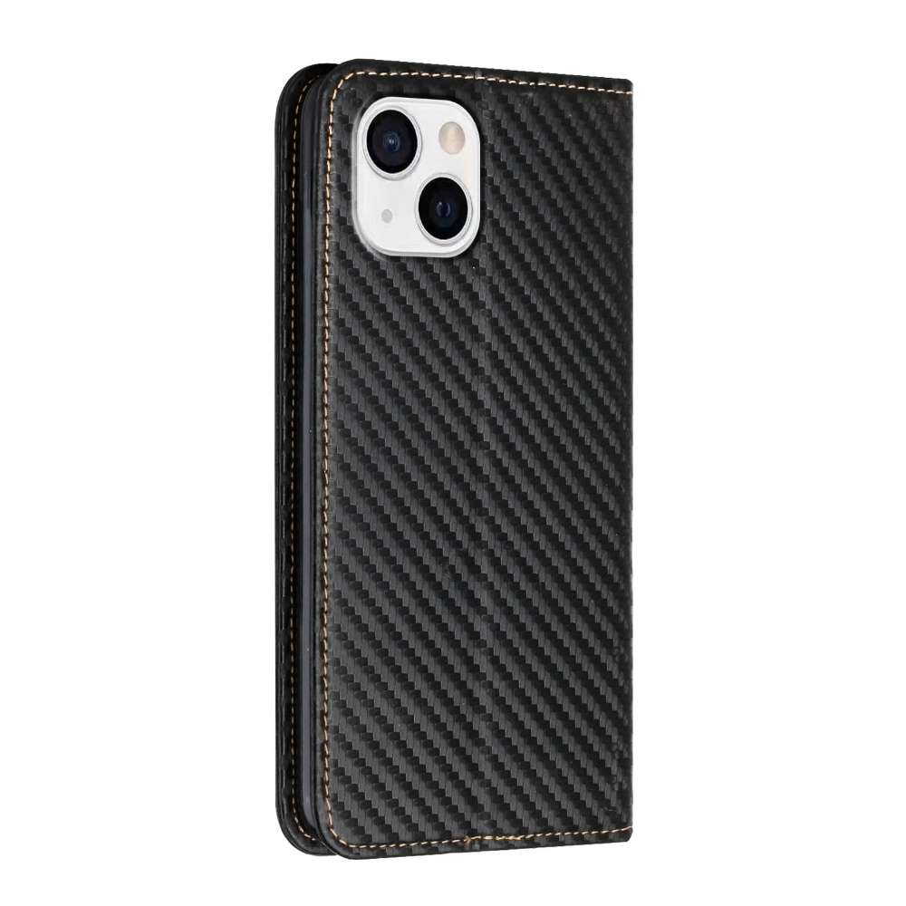 Handy Tasche für Apple iPhone 15 Carbon Fiber Wallet Hülle Magnet Klapp Etui