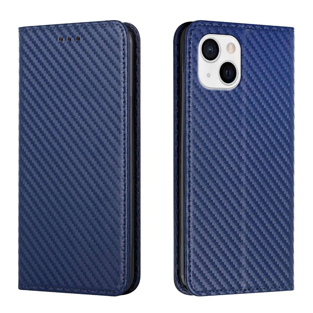Handy Tasche für Apple iPhone 15 Carbon Fiber Wallet Hülle Magnet Klapp Etui