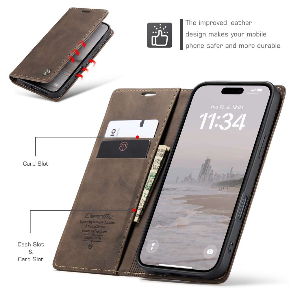 CASEME Handy Tasche für Apple iPhone 16 Wallet 013 Series Klapp Hülle Business
