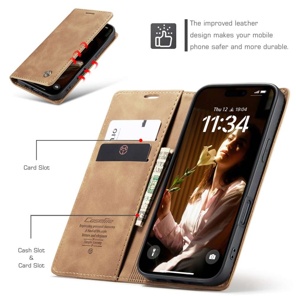 CASEME Handy Tasche für Apple iPhone 16 Wallet 013 Series Klapp Hülle Business