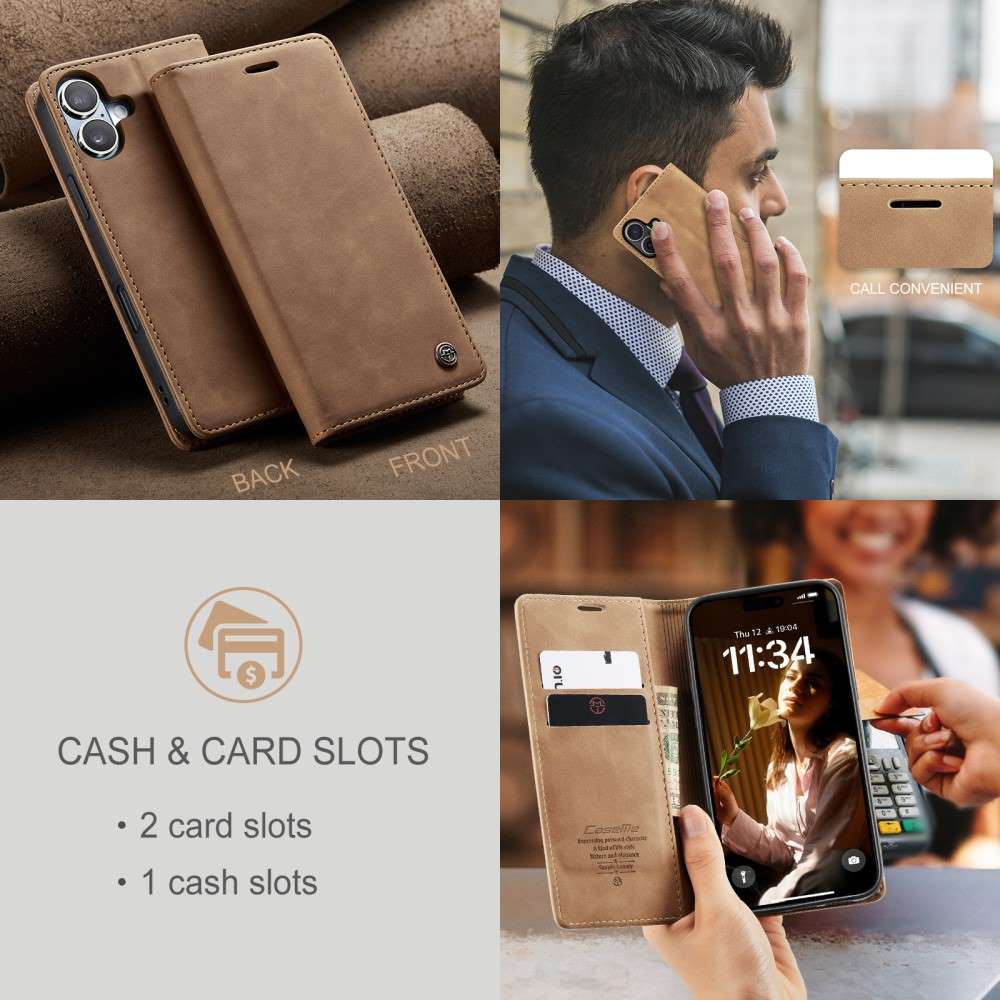 CASEME Handy Tasche für Apple iPhone 16 Wallet 013 Series Klapp Hülle Business